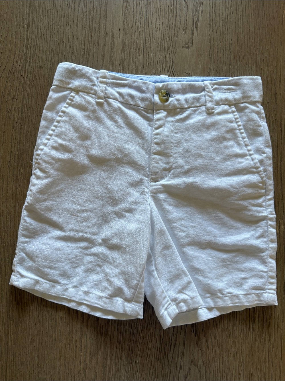 Janie and Jack Boys Sz 6 White Linen Shorts EUC Adjustable waistband
